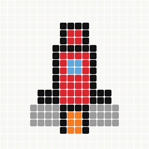 Tiny Rocket Charm printable bead grid